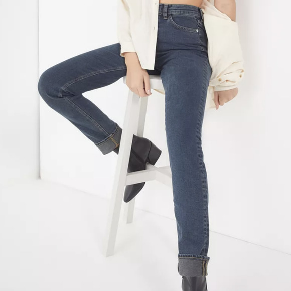 Urban Outfitters UO BDG Girlfriend High Rise Jeans Dark Wash Size 27 - Picture 1 of 5